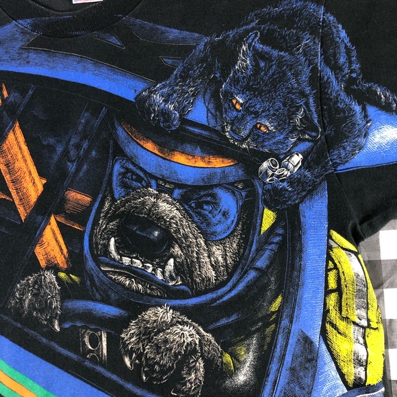 Nascar K9 Dog Racing Crazy Cats All Over Print 90s - Picture 4 of 9